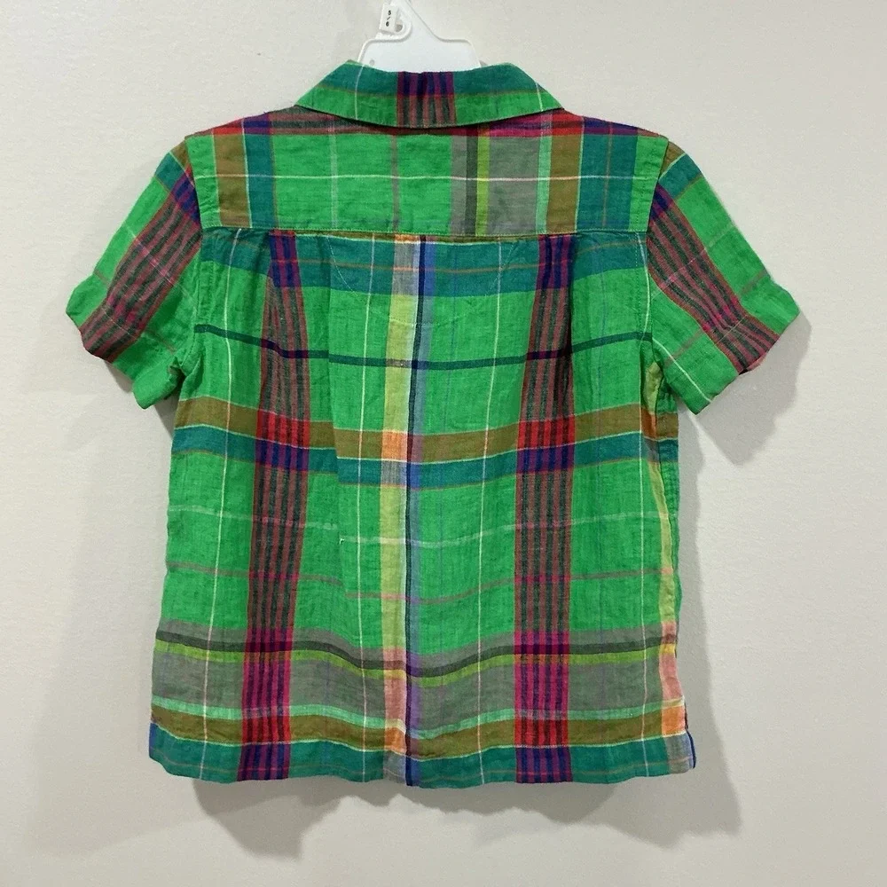 Ralph Lauren Boys Button Down Shirt 4T Plaid Short Sleeve Pony Logo Preppy